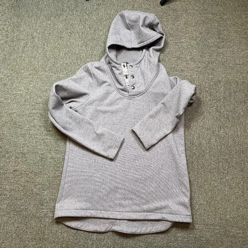 The North Face Knit Stitch Pullover Fleece Hoodie Sweatshirt Sz M Gray Lavender